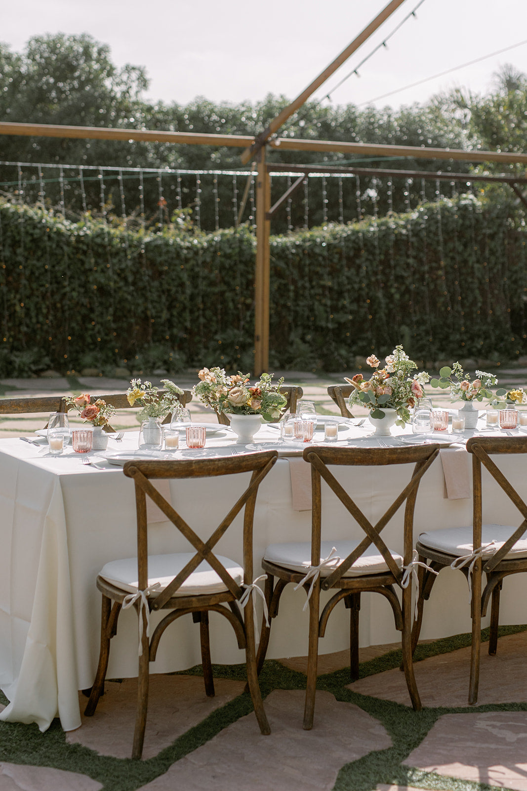 Vase Duet Centerpiece- Long Tables- Soft Neutrals
