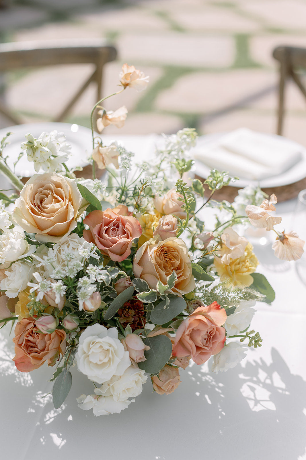 Floral Centerpiece - Round Tables - Soft Neutrals