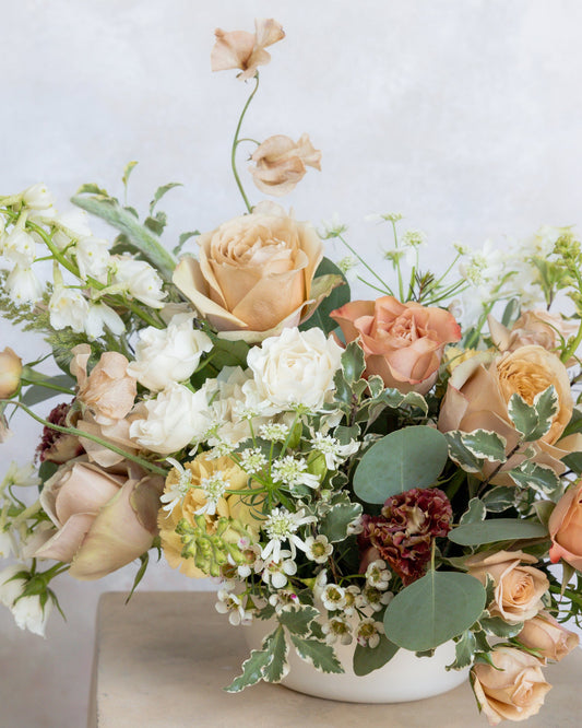 Floral Centerpiece - Round Tables - Soft Neutrals